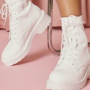 Steve Madden White ‘Tornado’ Lace-Up Combat Boots